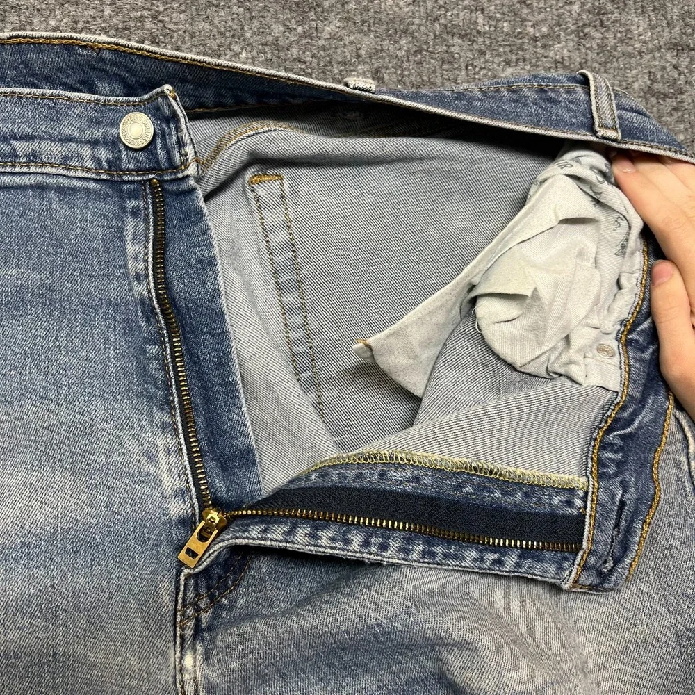 Levi's 505 Taper Fit Jeans Mens Blue Denim Stretch Classic Zip Fly 38X31 - Flaws